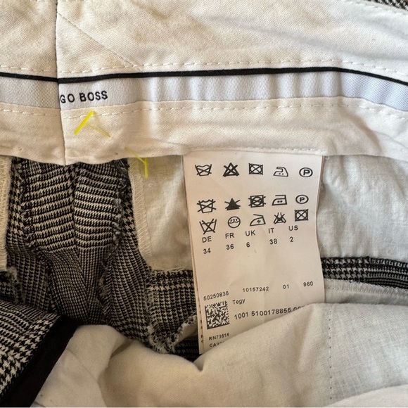HUGO BOSS Black and White Glen Plaid Tegy dress Pants women’s 2 - Picture 3 of 8